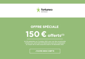 Touchez 150€ en ouvrant un compte en banque chez Fortuneo