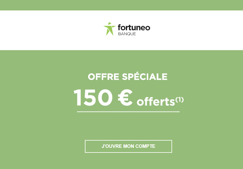 Fortuneo Banque offre 150€ de prime de bienvenue et une surprise en plus